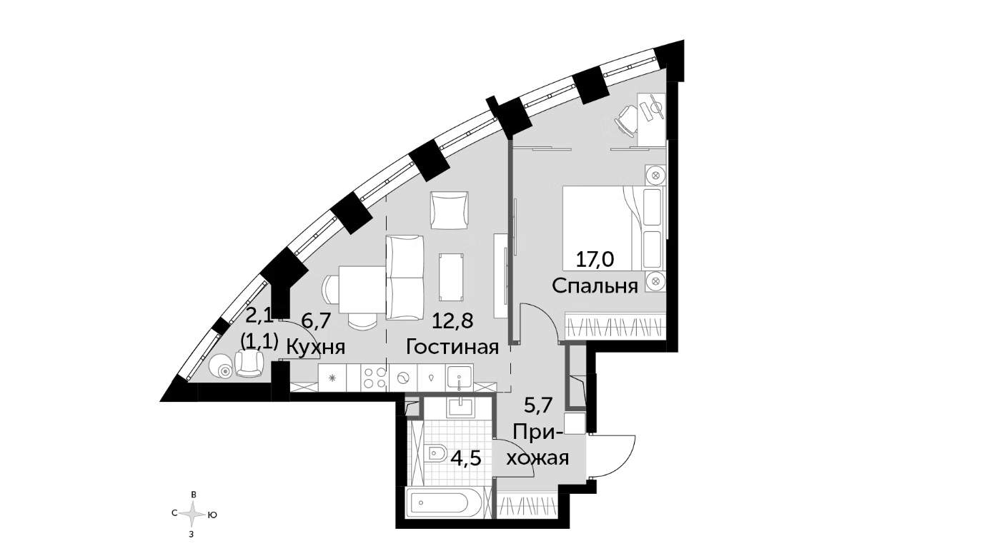 Купить 1-комнатную квартиру